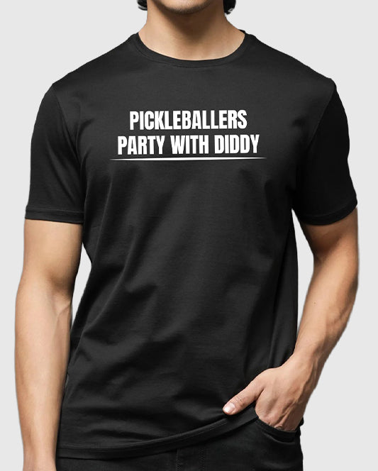 PICKLEBALLERS PARTY WITH DIDDY – MEN’S BLACK T-SHIRT