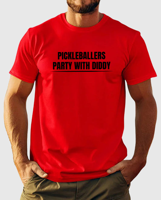 PICKLEBALLERS PARTY WITH DIDDY – MEN’S RED T-SHIRT