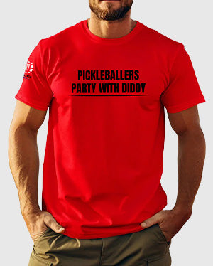 PICKLEBALLERS PARTY WITH DIDDY – MEN’S RED T-SHIRT