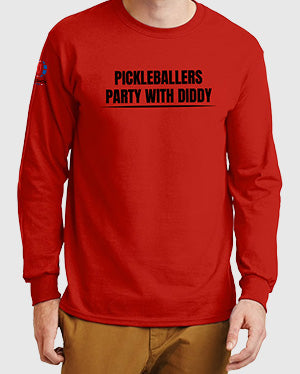 PICKLEBALLERS PARTY WITH DIDDY – MEN’S RED LONG SLEEVE SHIRT