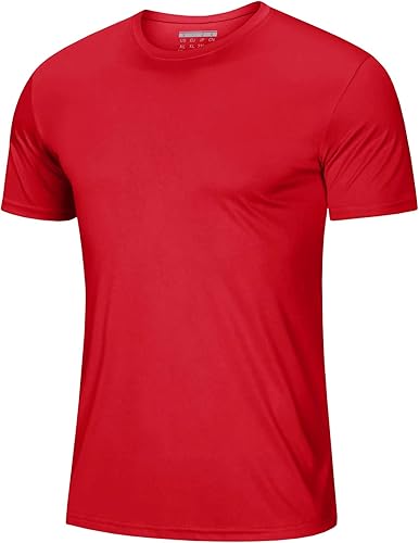 Men’s Short Sleeve Quick Dry Moisture Wicking Active Crew Neck T Shirt - Athletic Running Gym Workout Tee