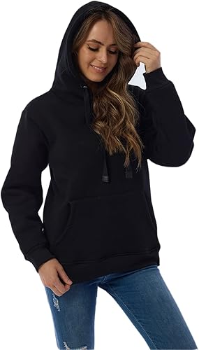 Haellun Womens Casual Winter Warm Fleece Sherpa Lined Pullover Hooded Sweatshirt