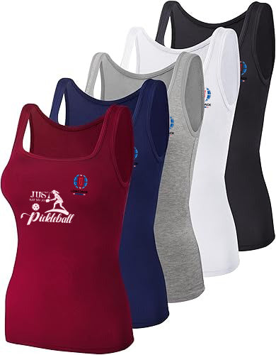 5 Pack Women's Tank Tops Square Neck Sleeveless Ladies Tank Top Undershirts