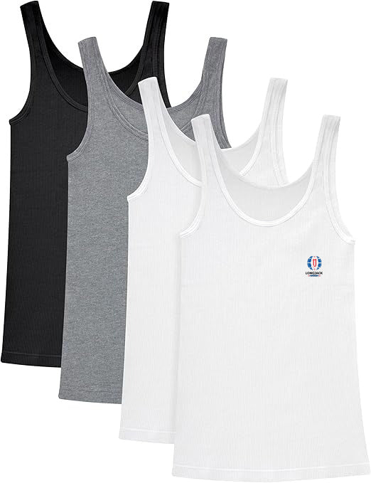 Womens Originals Ribbed Tank Pack, Soft Cotton Rib Tank Tops for Women, 4-Pack