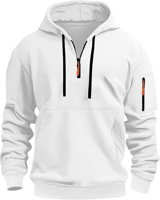 Men's Cargo Hoodie Drawstring Pullover Fall Long Sleeve Hooded Sweatshirt Jacket With Pockets, M-3XL