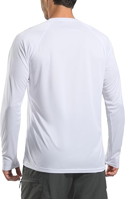 Pudolla Men's Sun Protection Shirts UV SPF UPF 50+ Rash Guard Long Sleeve Lightweight