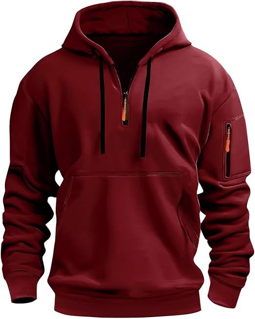 Men's Cargo Hoodie Drawstring Pullover Fall Long Sleeve Hooded Sweatshirt Jacket With Pockets, M-3XL