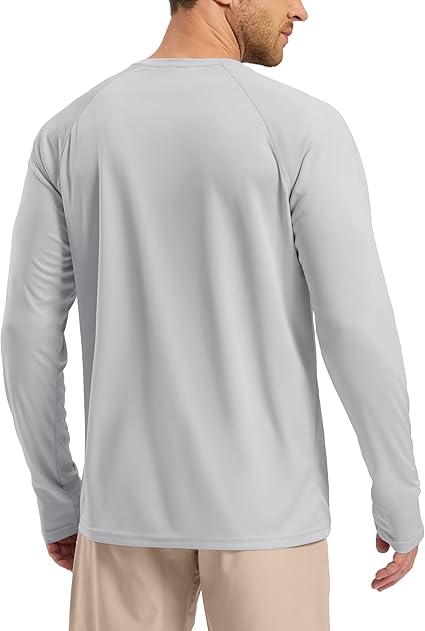 Pudolla Men's Sun Protection Shirts UV SPF UPF 50+ Rash Guard Long Sleeve Lightweight