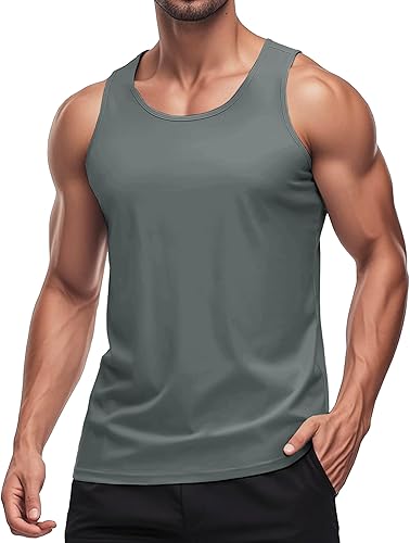 MAGCOMSEN Men's UPF 50+ Tank Top Quick Dry Summer Workout Muscle Sleeveless Shirts for Swim Beach Bodybuilding