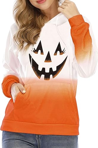 HVEPUO Womens Hoodies Fall Long Sleeve Drawstring Pullover Tops With Pockets Girls' Fashion Loose Casual Sweatshirt For Women