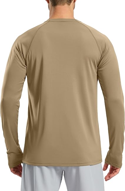 Pudolla Men's Sun Protection Shirts UV SPF UPF 50+ Rash Guard Long Sleeve Lightweight