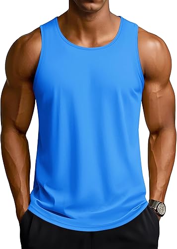 TACVASEN Men's Workout Tank Tops Sleeveless UPF 50+ Summer Sun Shirts Quick Dry for Running Swim Gym Beach