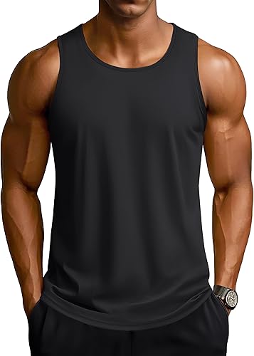 TACVASEN Men's Workout Tank Tops Sleeveless UPF 50+ Summer Sun Shirts Quick Dry for Running Swim Gym Beach