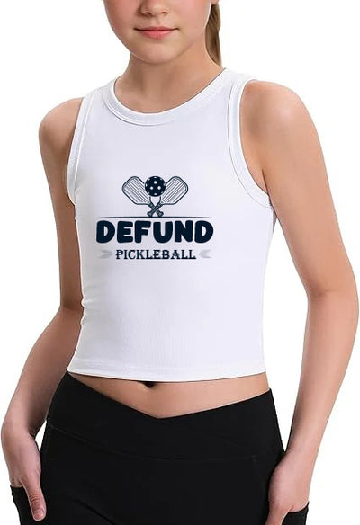 Girls Tank Tops Kids Athletic Tank Ribbed Knit High Neck Crop Tops for Gym Yoga