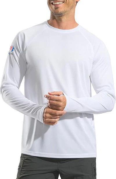 Men's Sun Protection Shirts UV SPF UPF 50+ Rash Guard Long Sleeve Lightweight